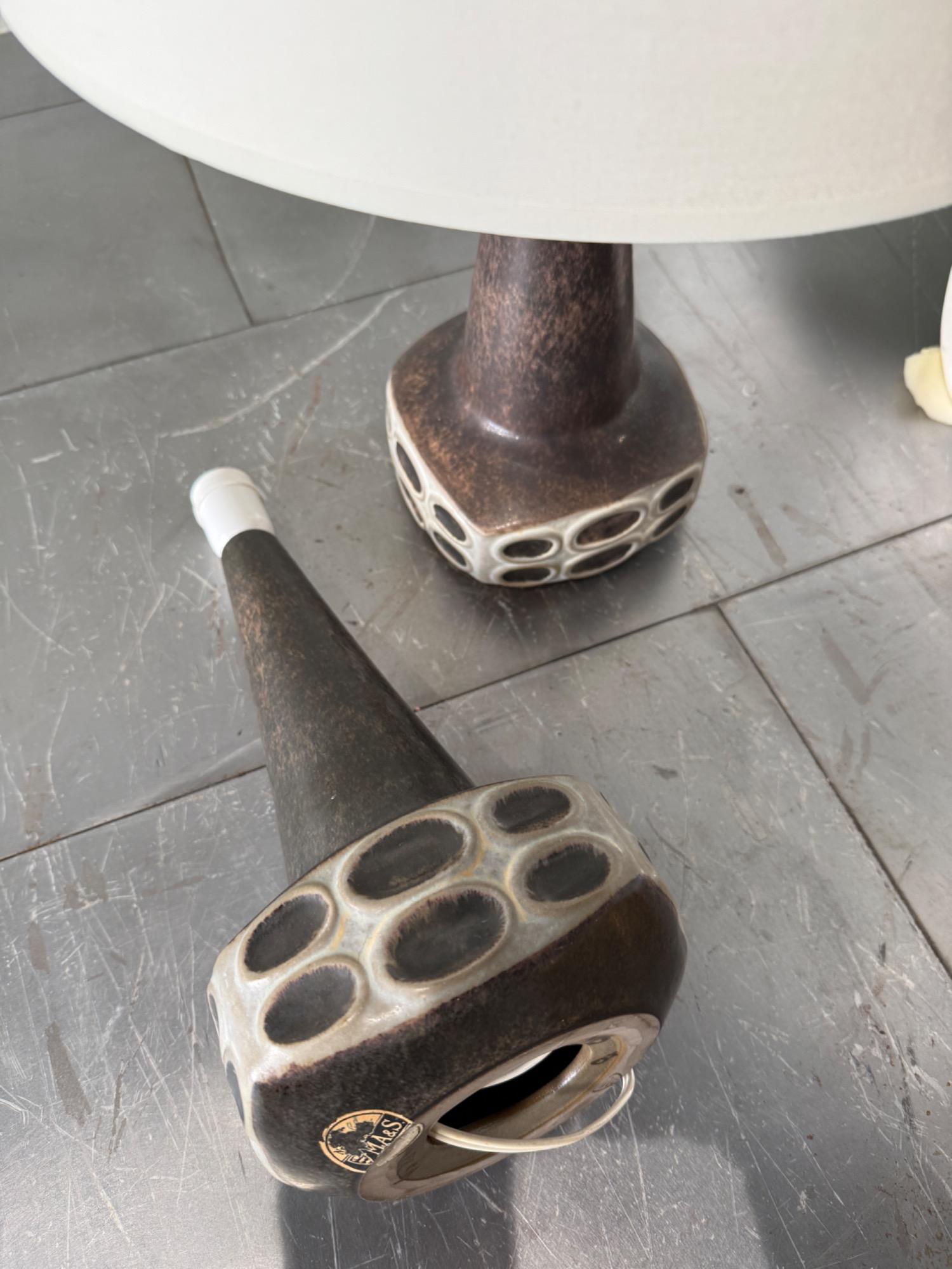 Pair of ceramic lamps Soholm Denmark 1970 