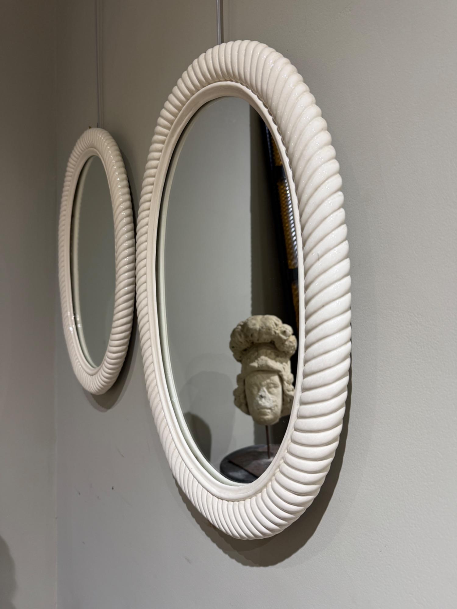 Pair of ceramic mirrors La Farnesiana Parma italy 1950