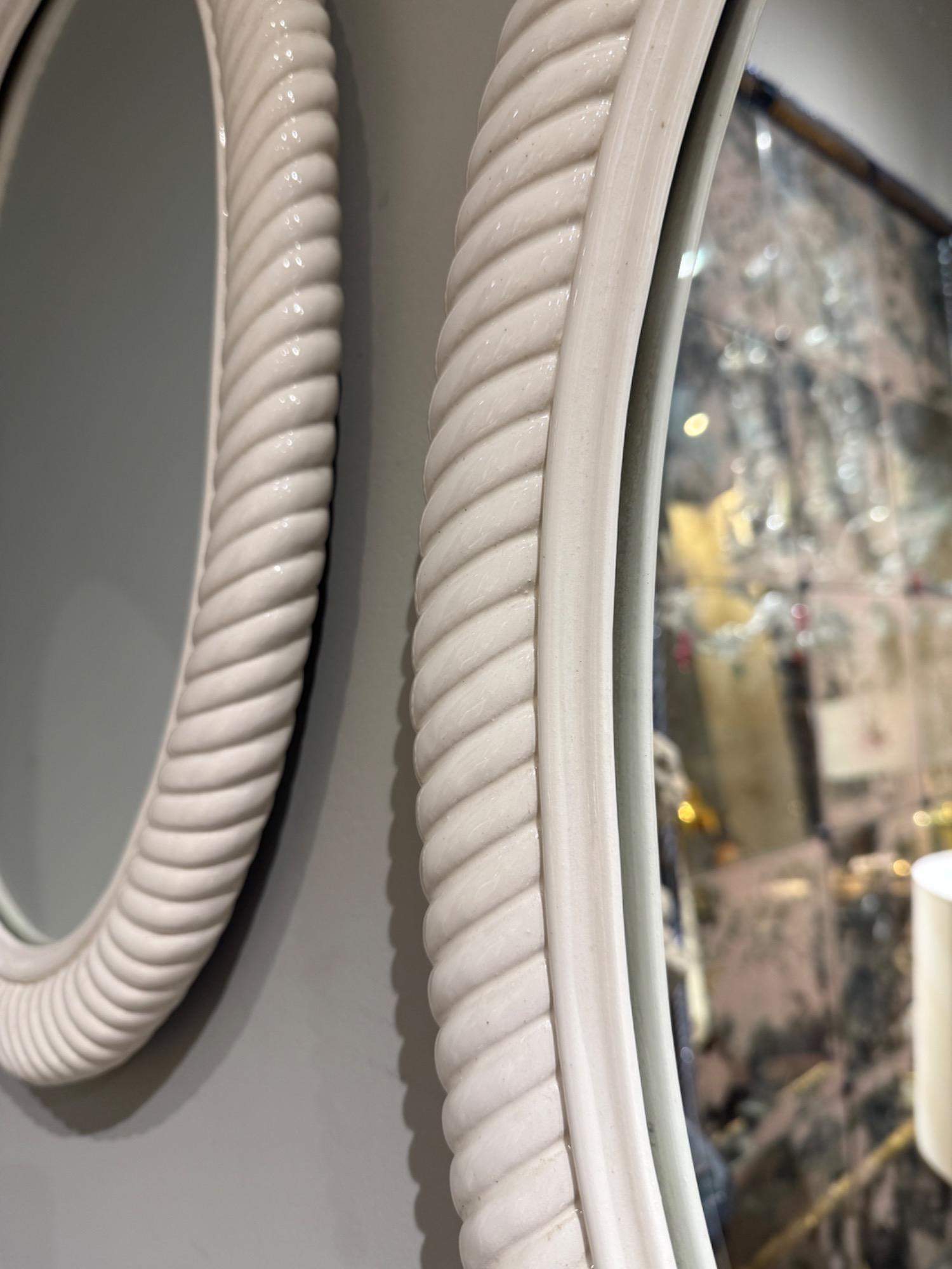 Pair of ceramic mirrors La Farnesiana Parma italy 1950