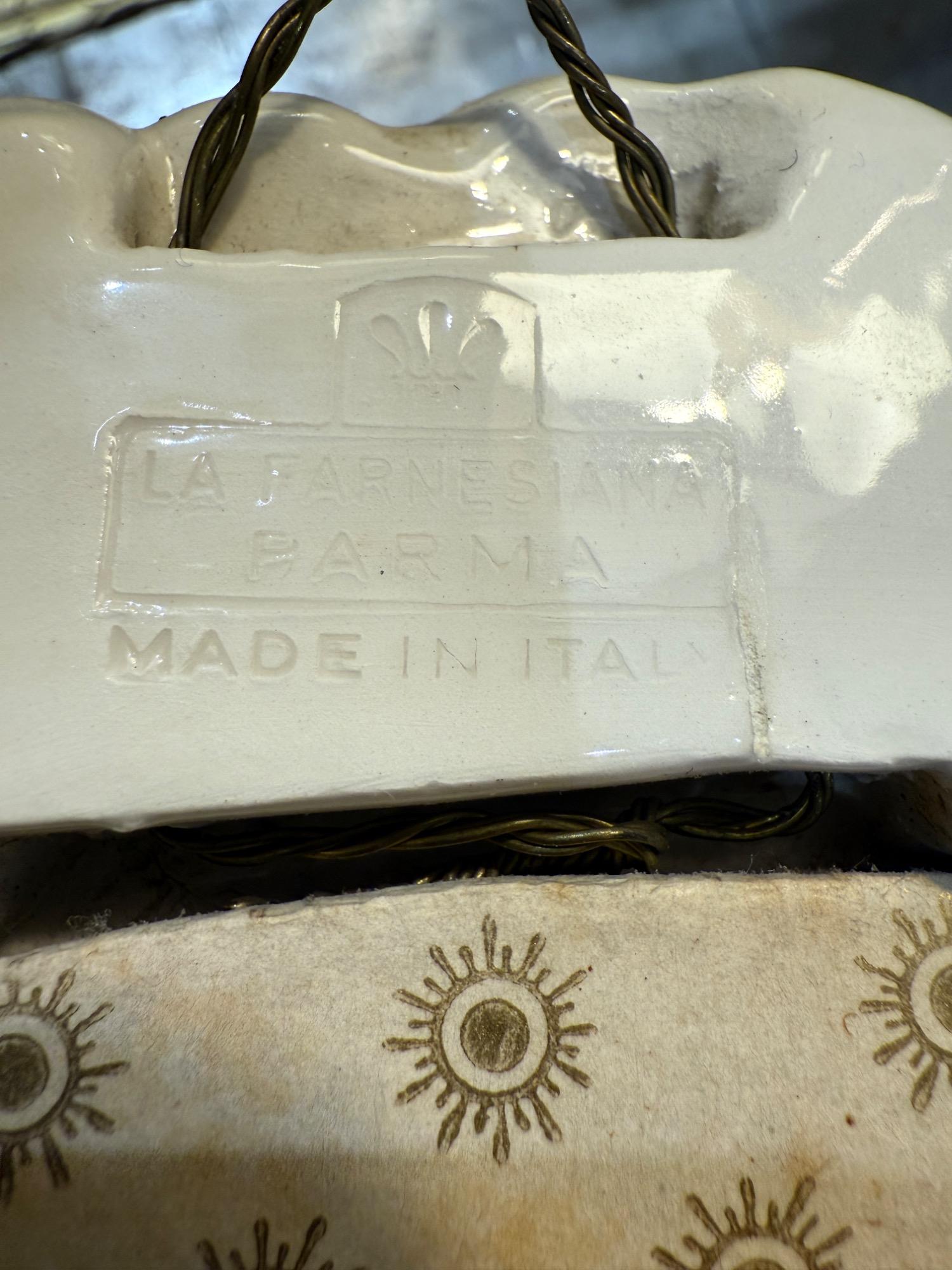 Pair of ceramic mirrors La Farnesiana Parma italy 1950