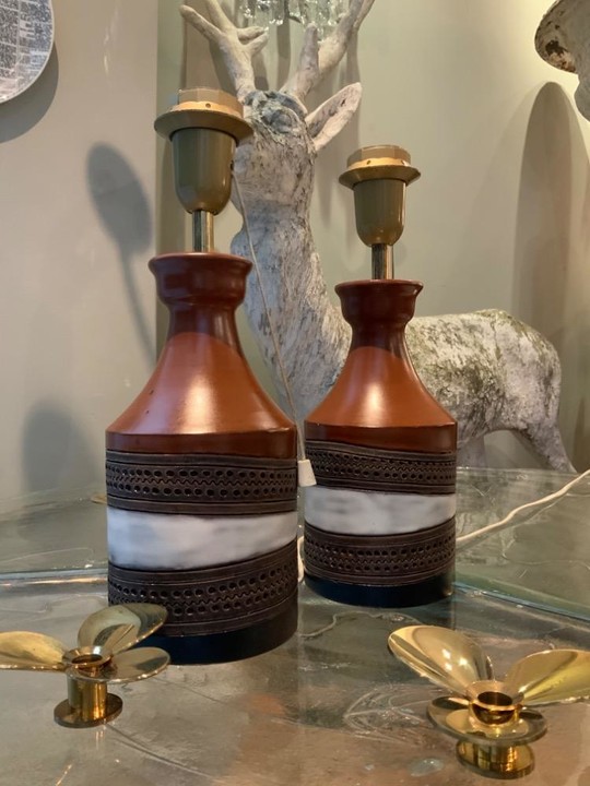 Pair of ceramics lamps Aldo Londi italy circa 1970