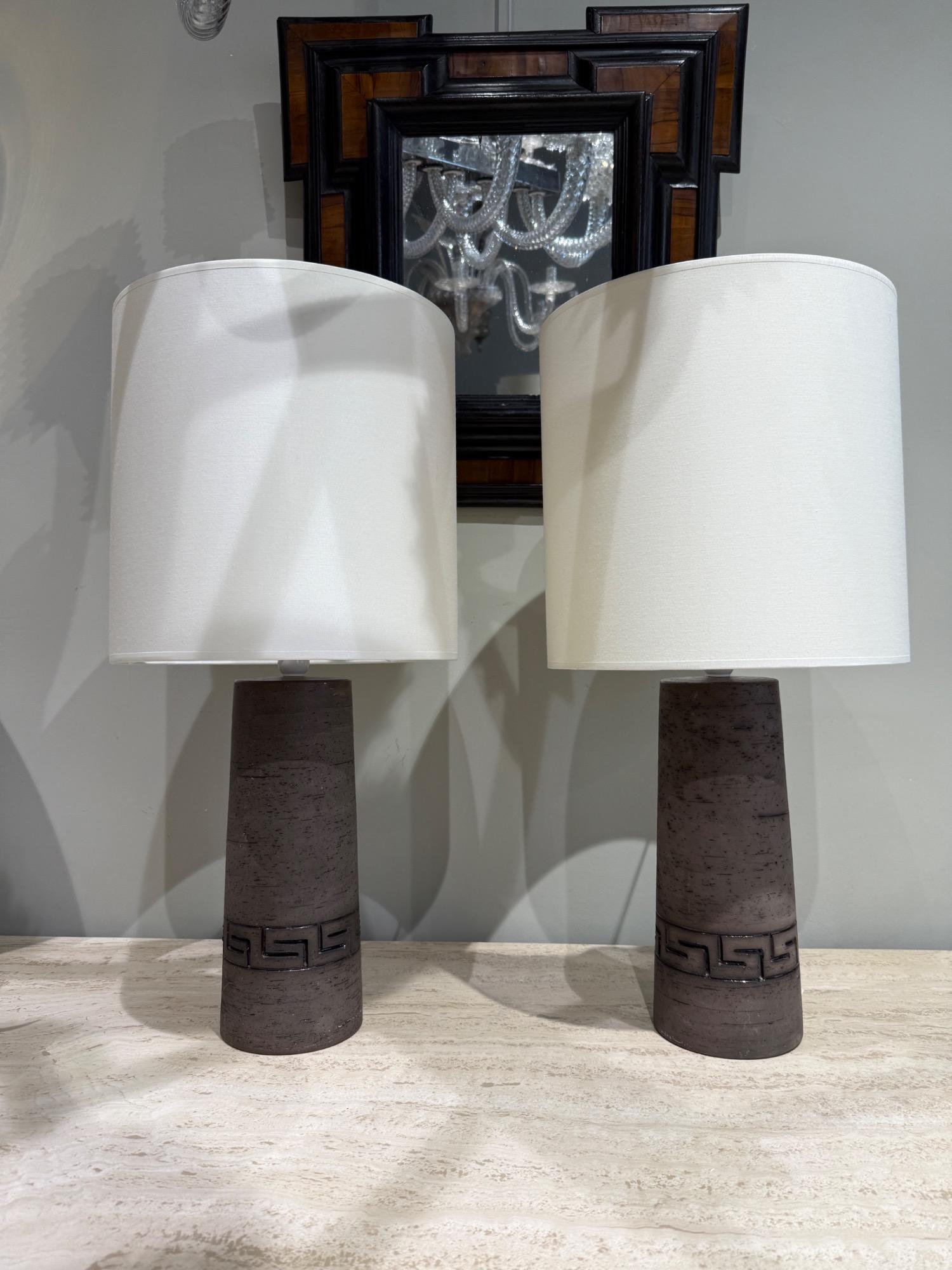Pair of earthenware lamps Sweden 1970 Toreboda 