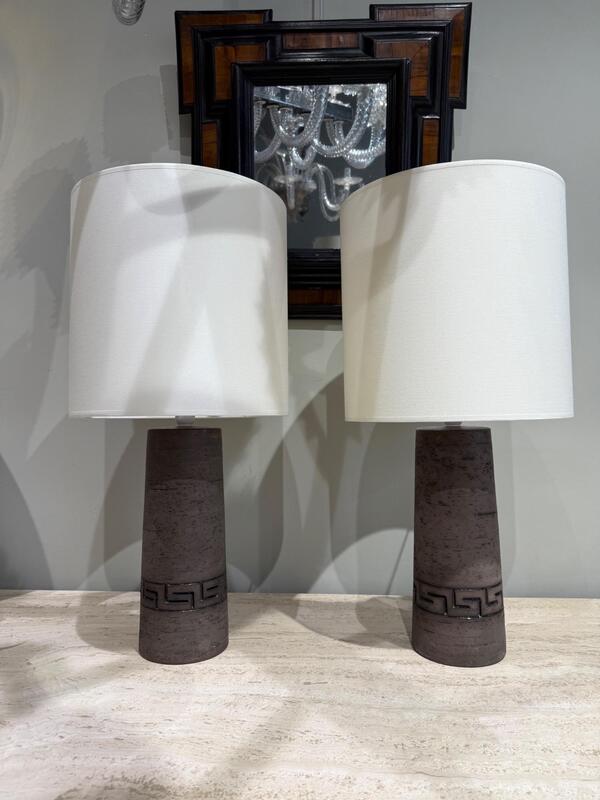 Pair of earthenware lamps Sweden 1970 Toreboda 