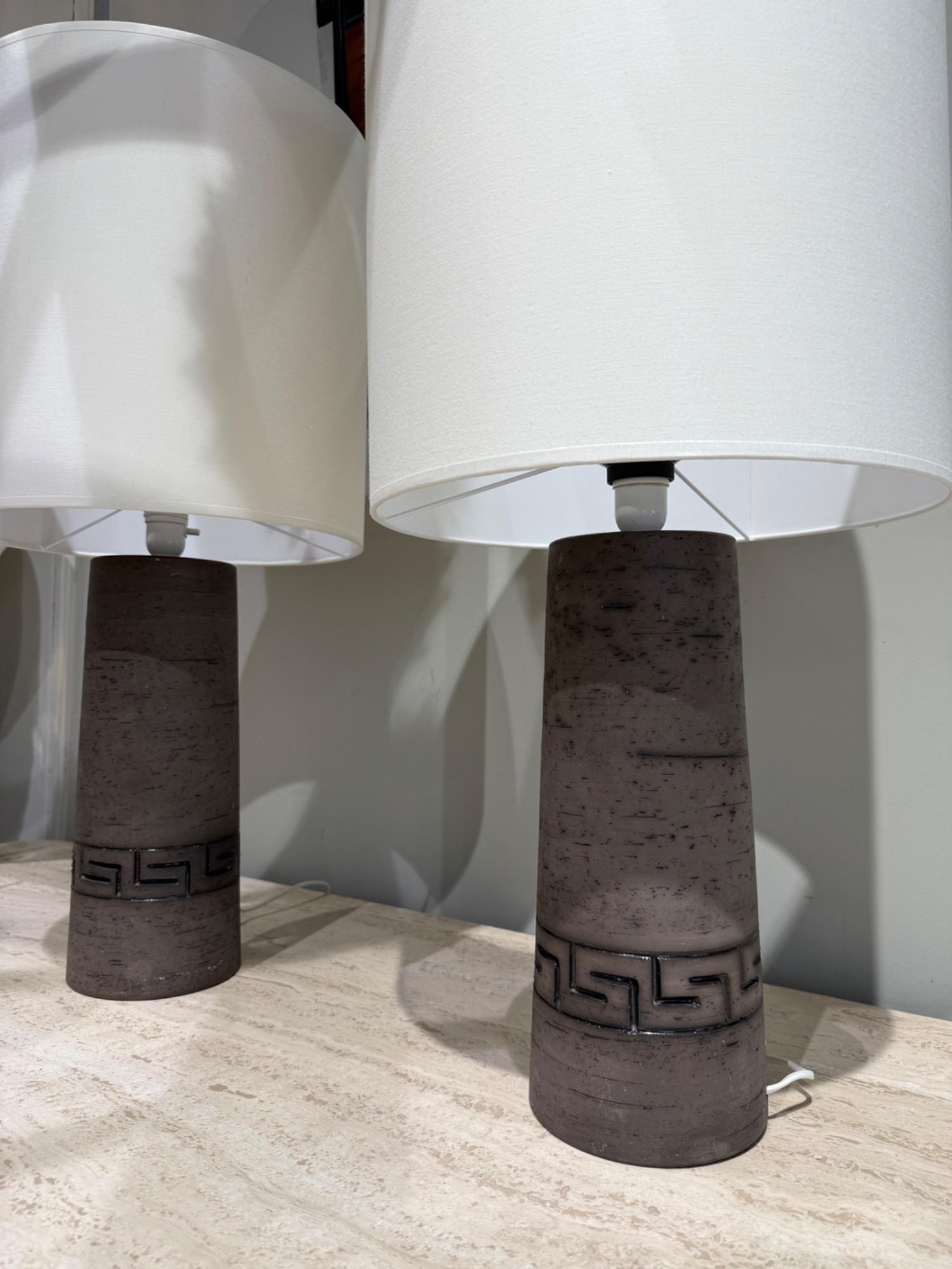 Pair of earthenware lamps Sweden 1970 Toreboda 