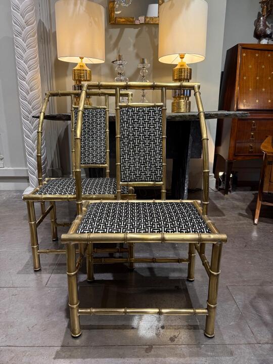 Pair of faux bamboo side chairs circa 1970 