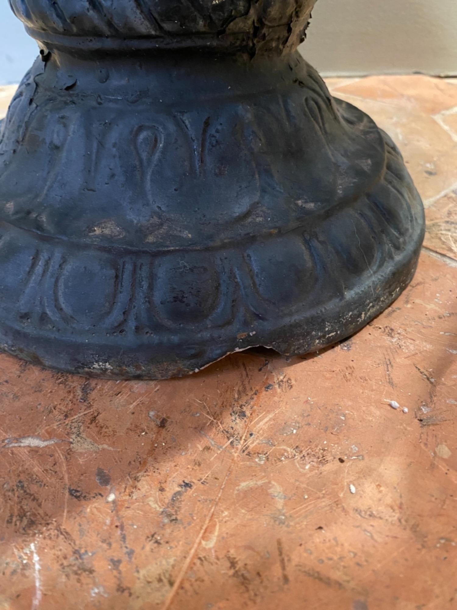 Pair of French cast iron urns 19th c 