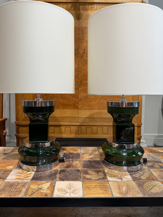 Pair of french ceramic lamps circa 1970