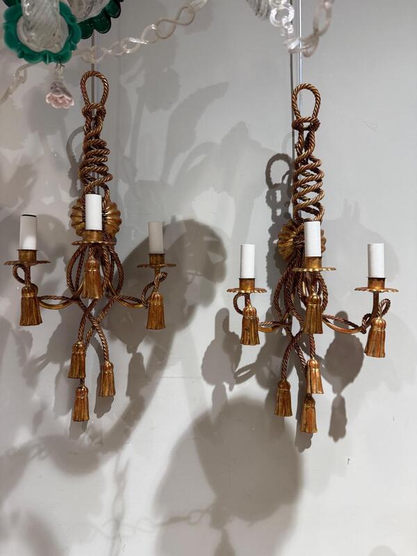 Pair of gilt iron sconces circa 1970 