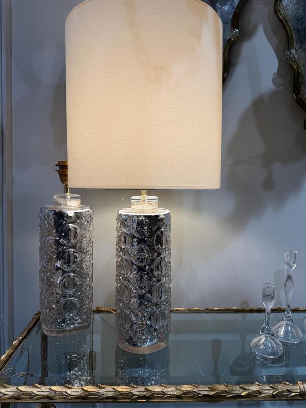 Pair of glass tables lamps Gustav Leek Orrefors circa 1960