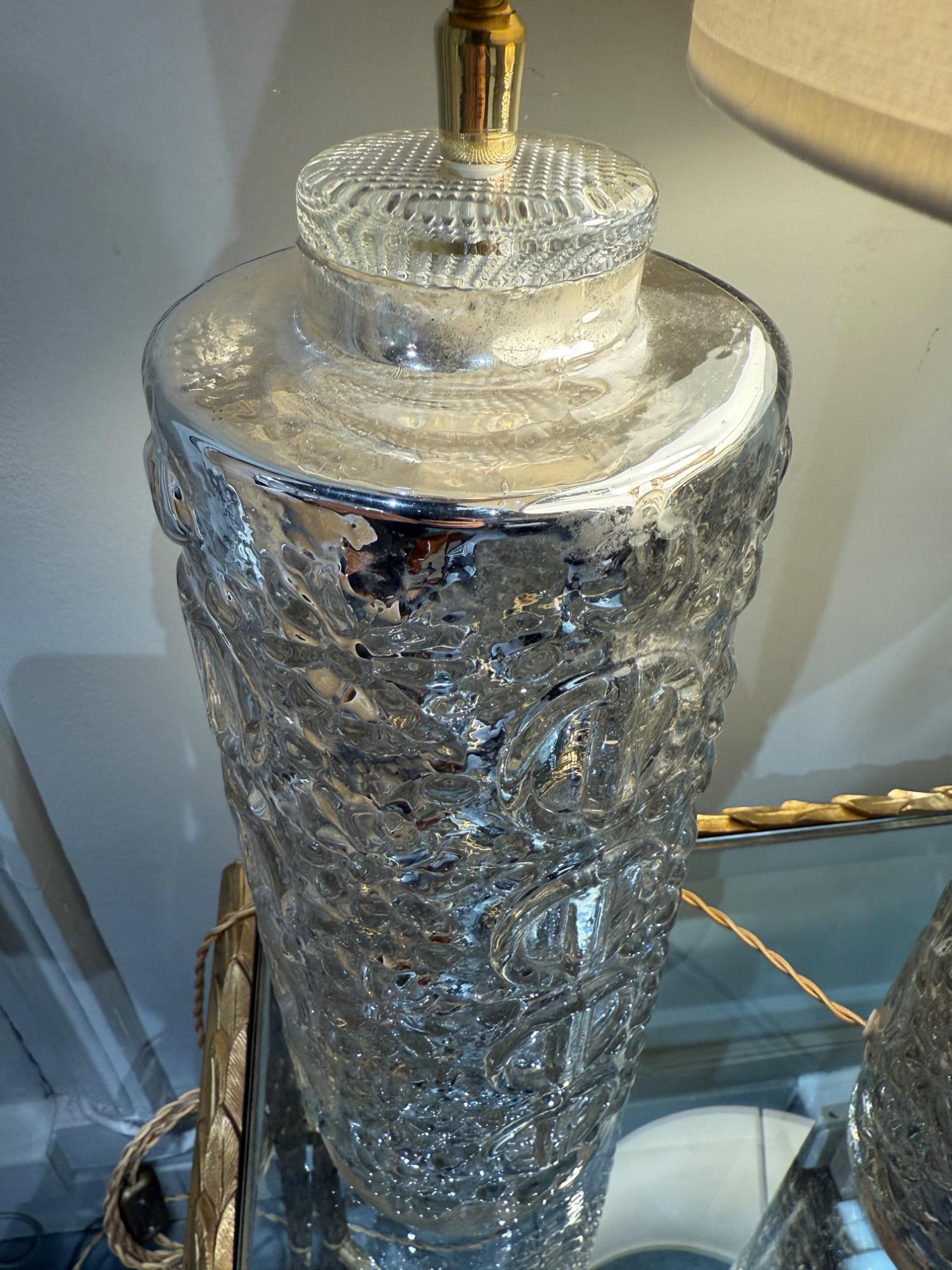 Pair of glass tables lamps Gustav Leek Orrefors circa 1960