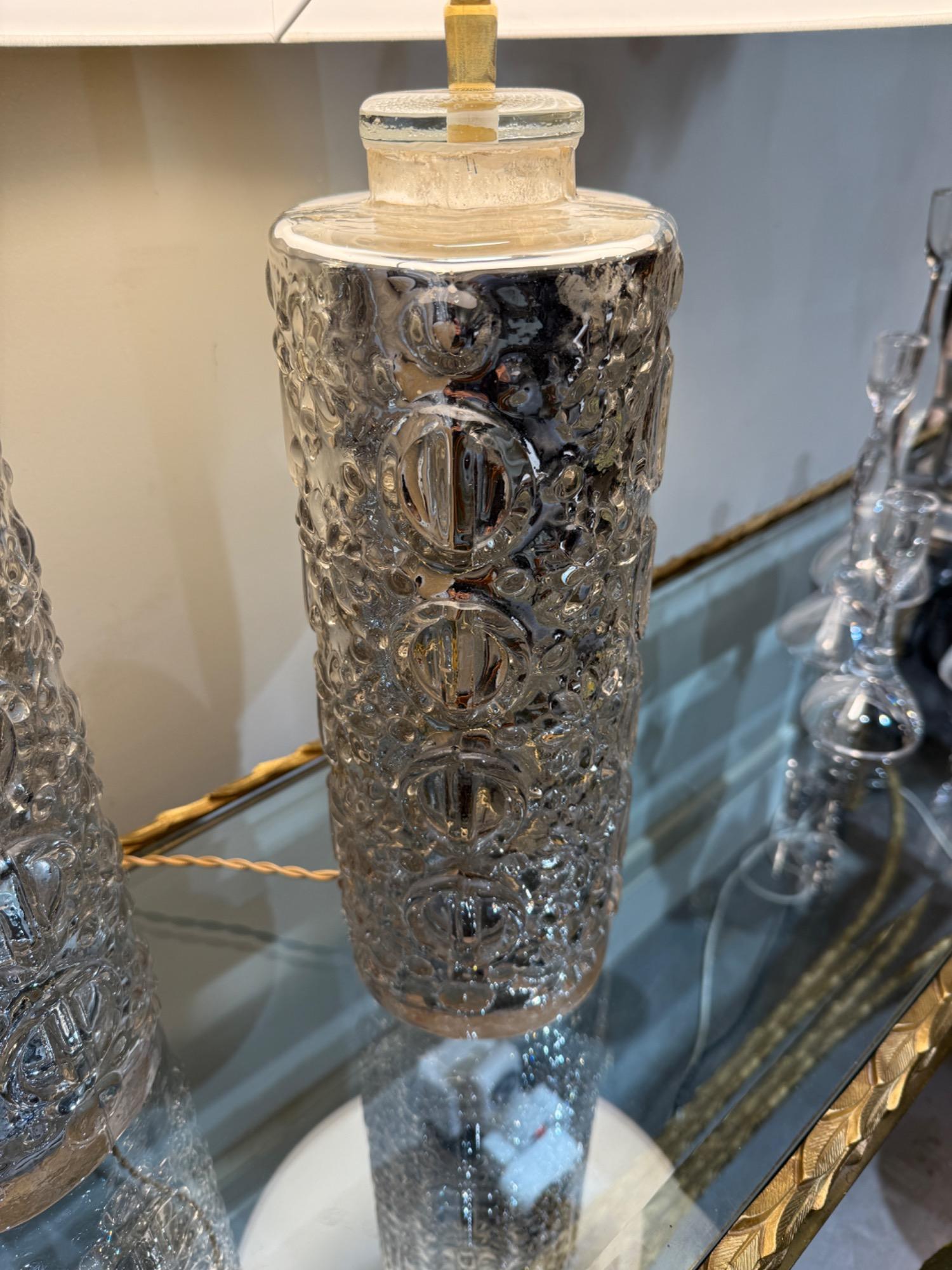 Pair of glass tables lamps Gustav Leek Orrefors circa 1960