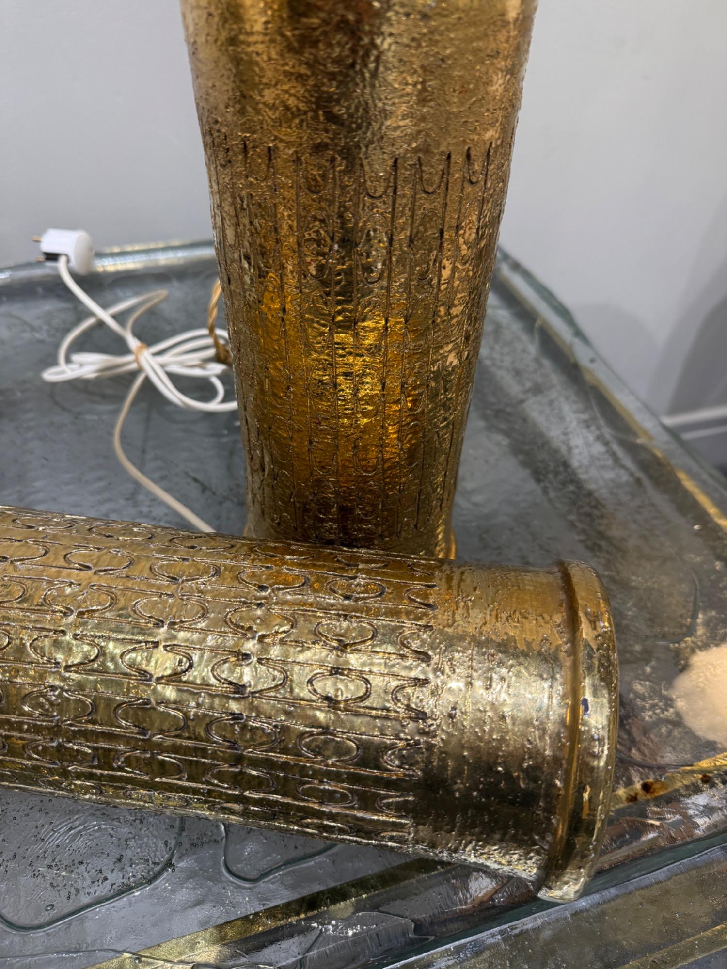 Pair of gold ceramic lamps Bergboms circa 1970