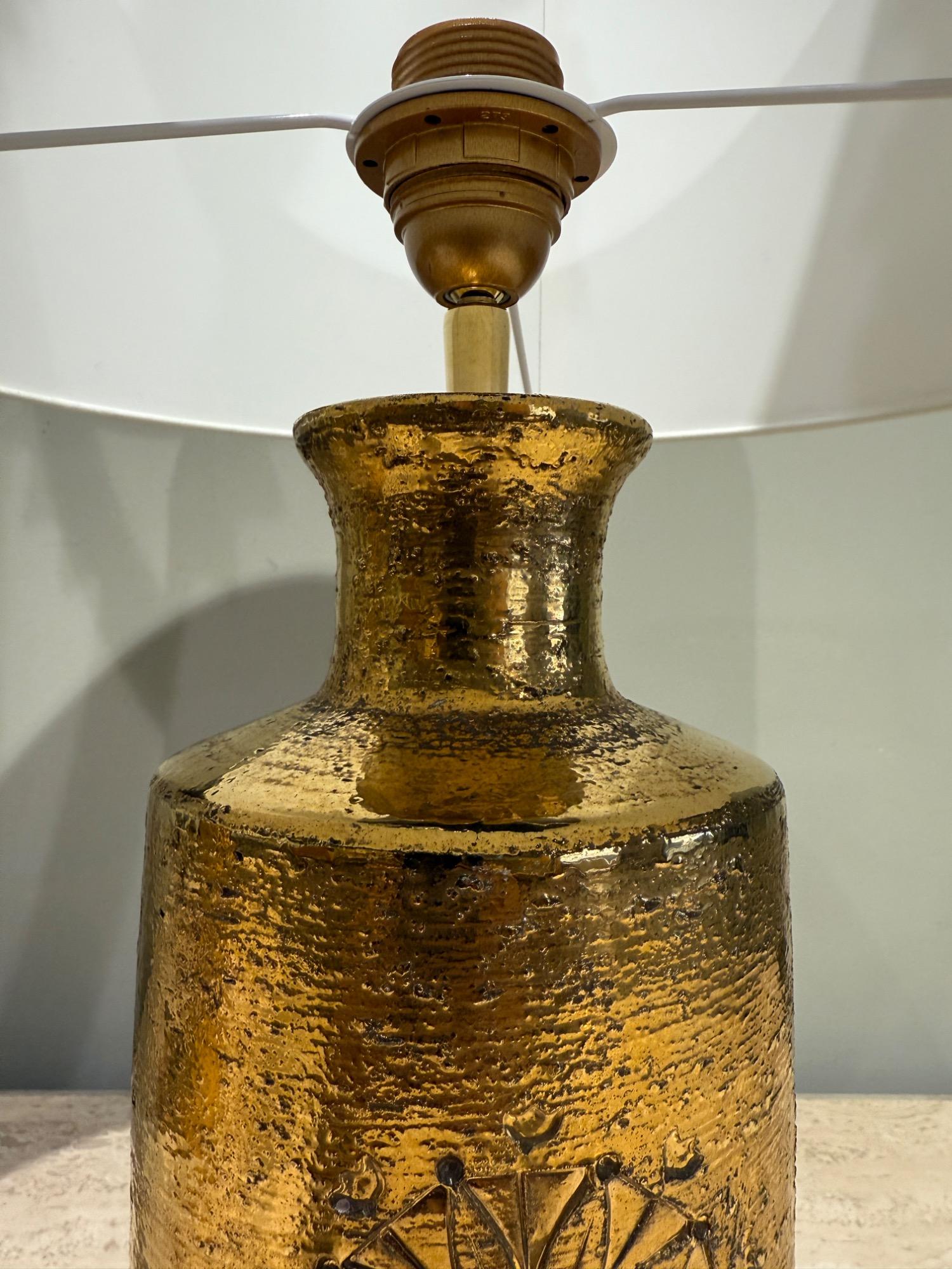Pair of gold ceramic lamps Bergboms Sweden 1970