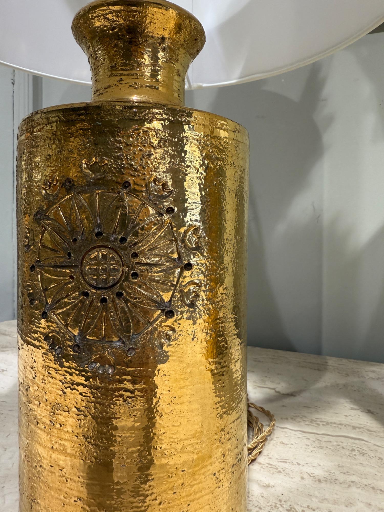 Pair of gold ceramic lamps Bergboms Sweden 1970