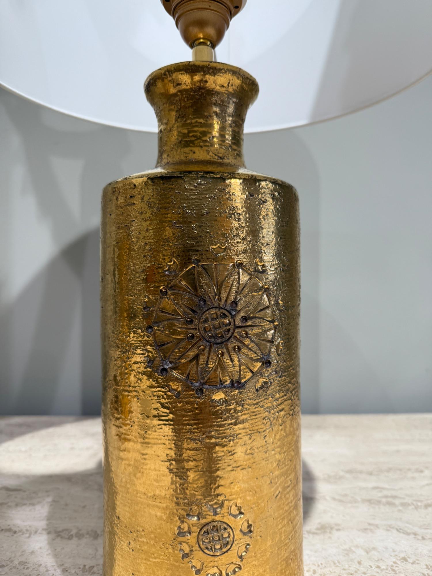 Pair of gold ceramic lamps Bergboms Sweden 1970