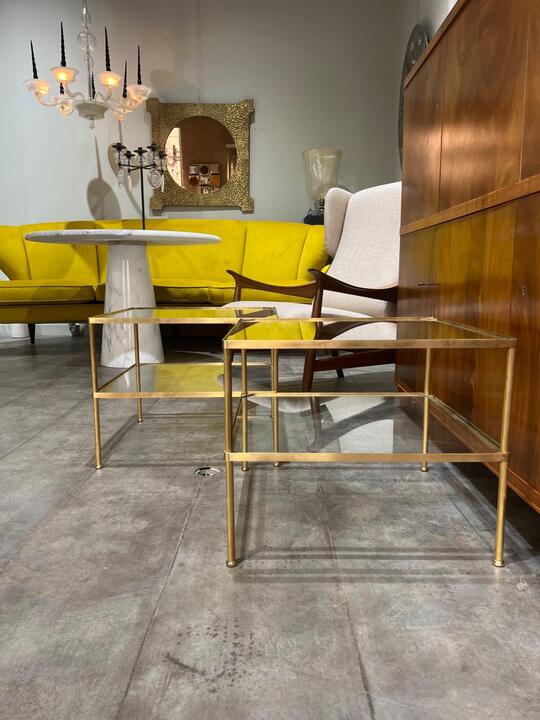 Pair of Italian brass side tables circa 1970