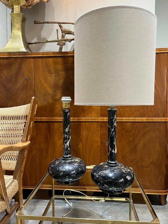 Pair of Italian marble tables lamps circa 1970