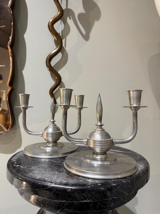Pair of pewter candelaticks JLR Svenskt Tenn circa 1930