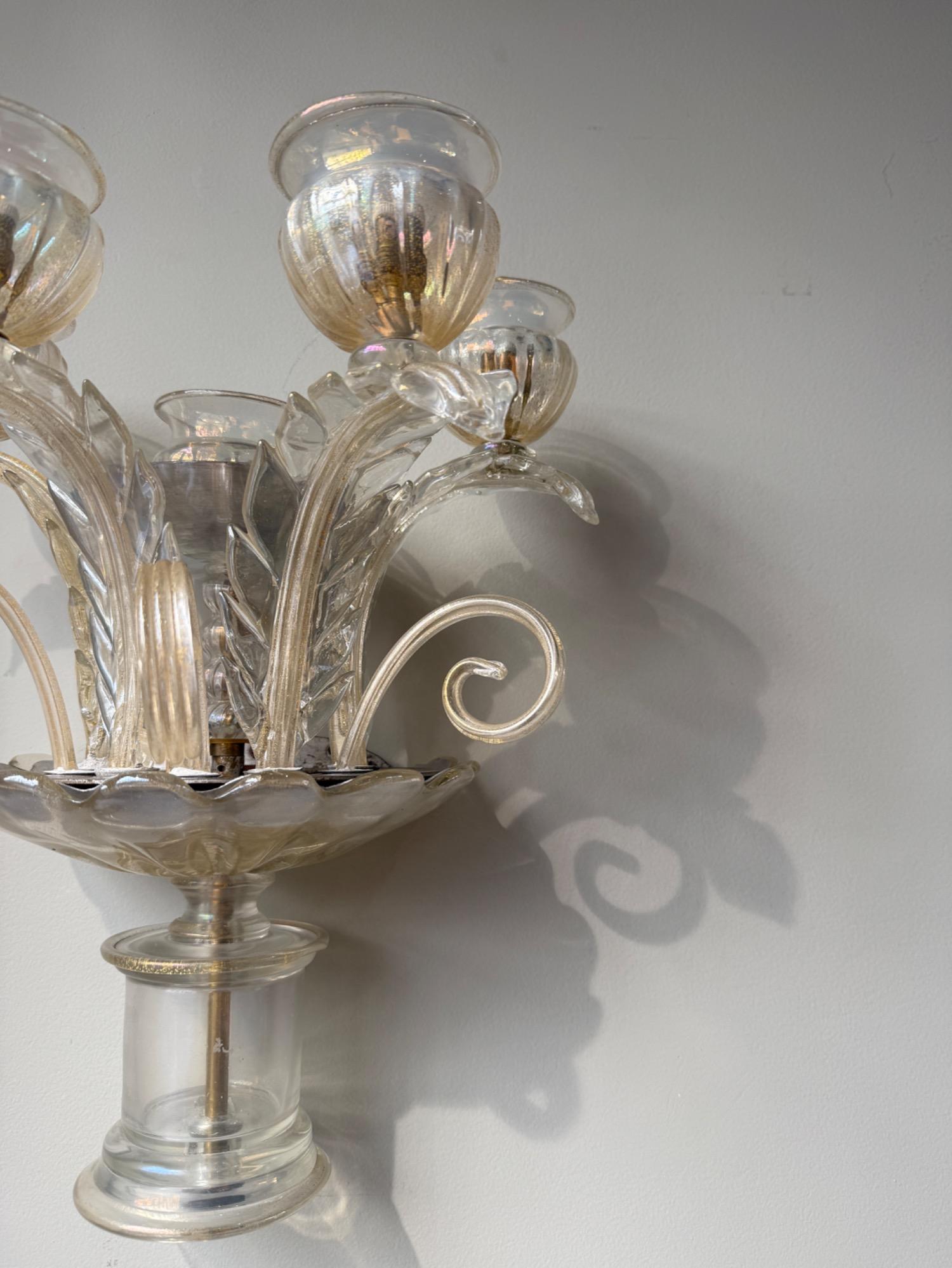 Pair of sconces Barovier & Toso circa 1940 