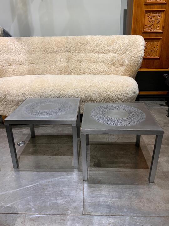 Pair of side tables in steel circa 1970 