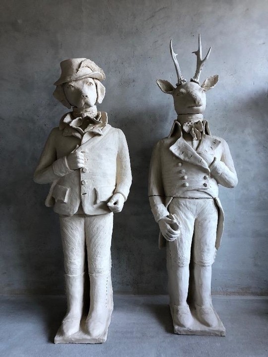 Pair of terra-cotta sculptures made by a french artist
