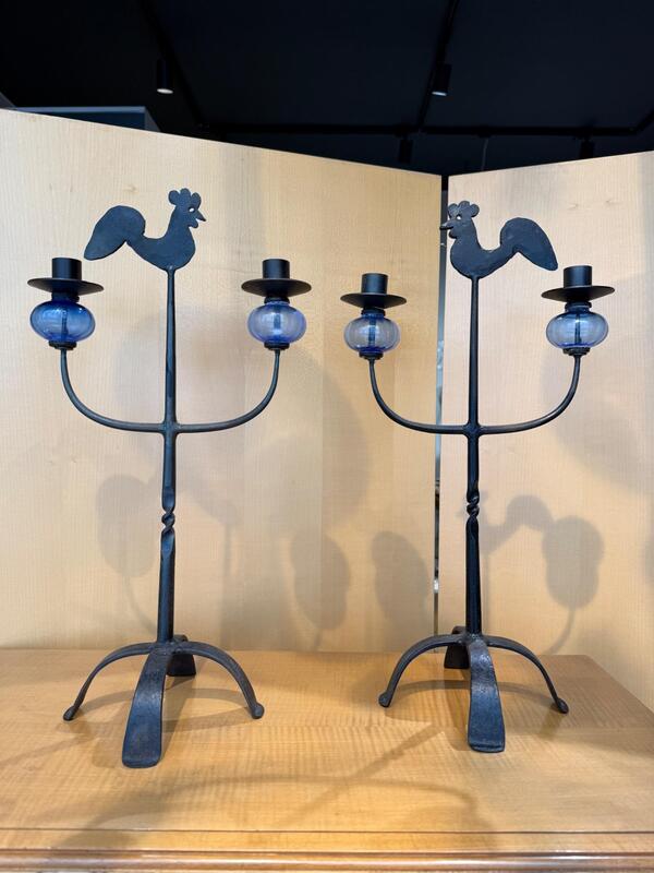 Pair of wrought iron candelholders Bertil Vallien Sweden 1970