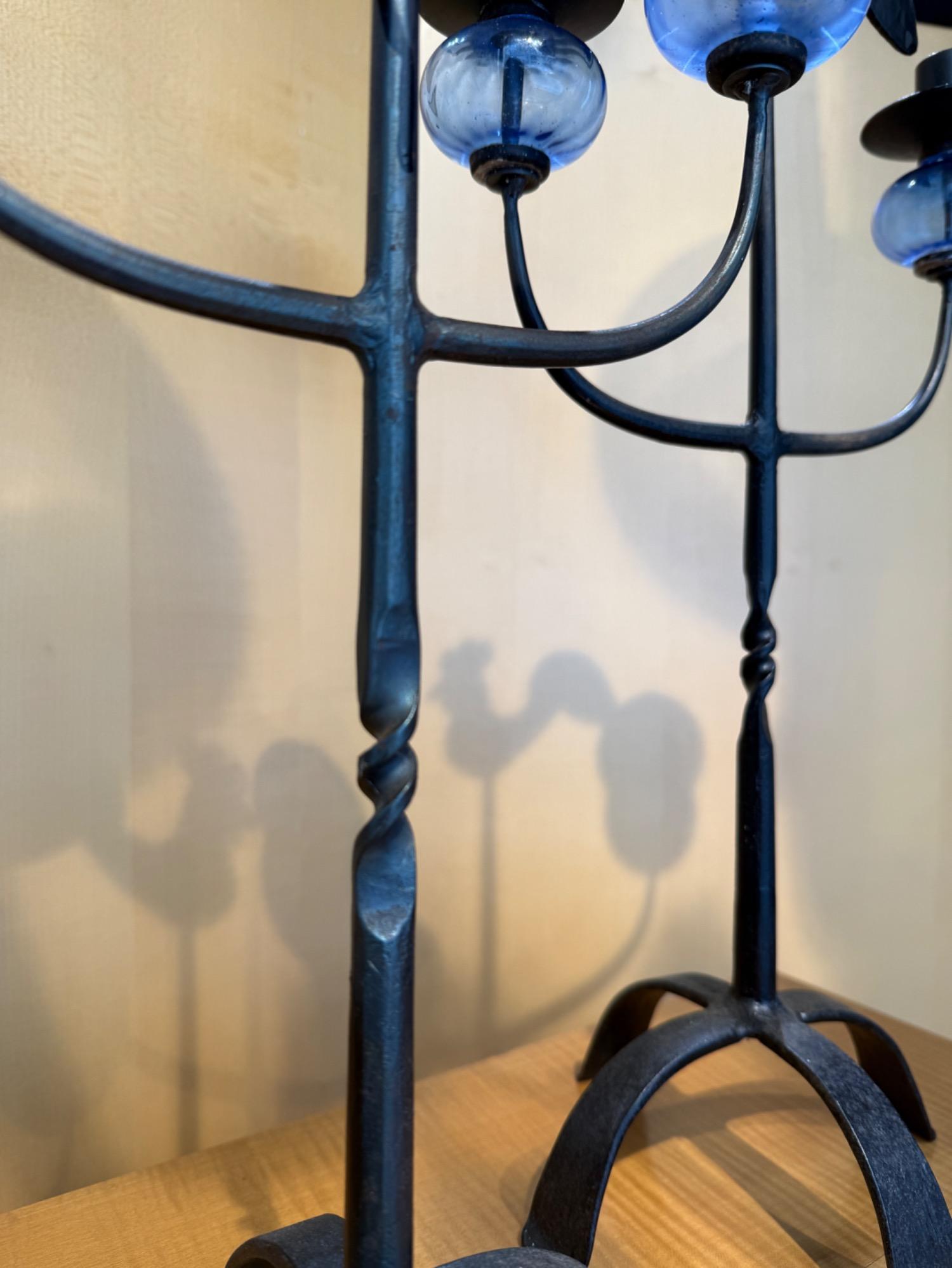 Pair of wrought iron candelholders Bertil Vallien Sweden 1970