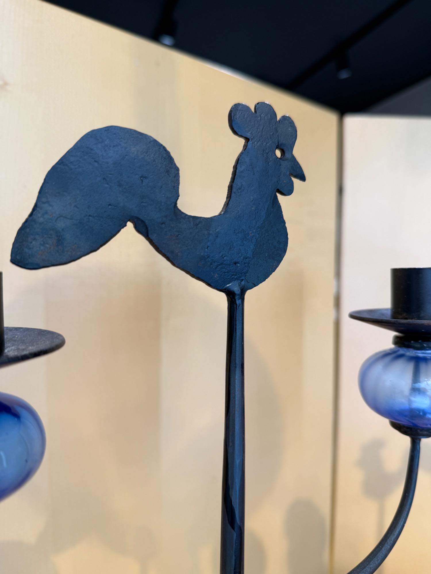 Pair of wrought iron candelholders Bertil Vallien Sweden 1970