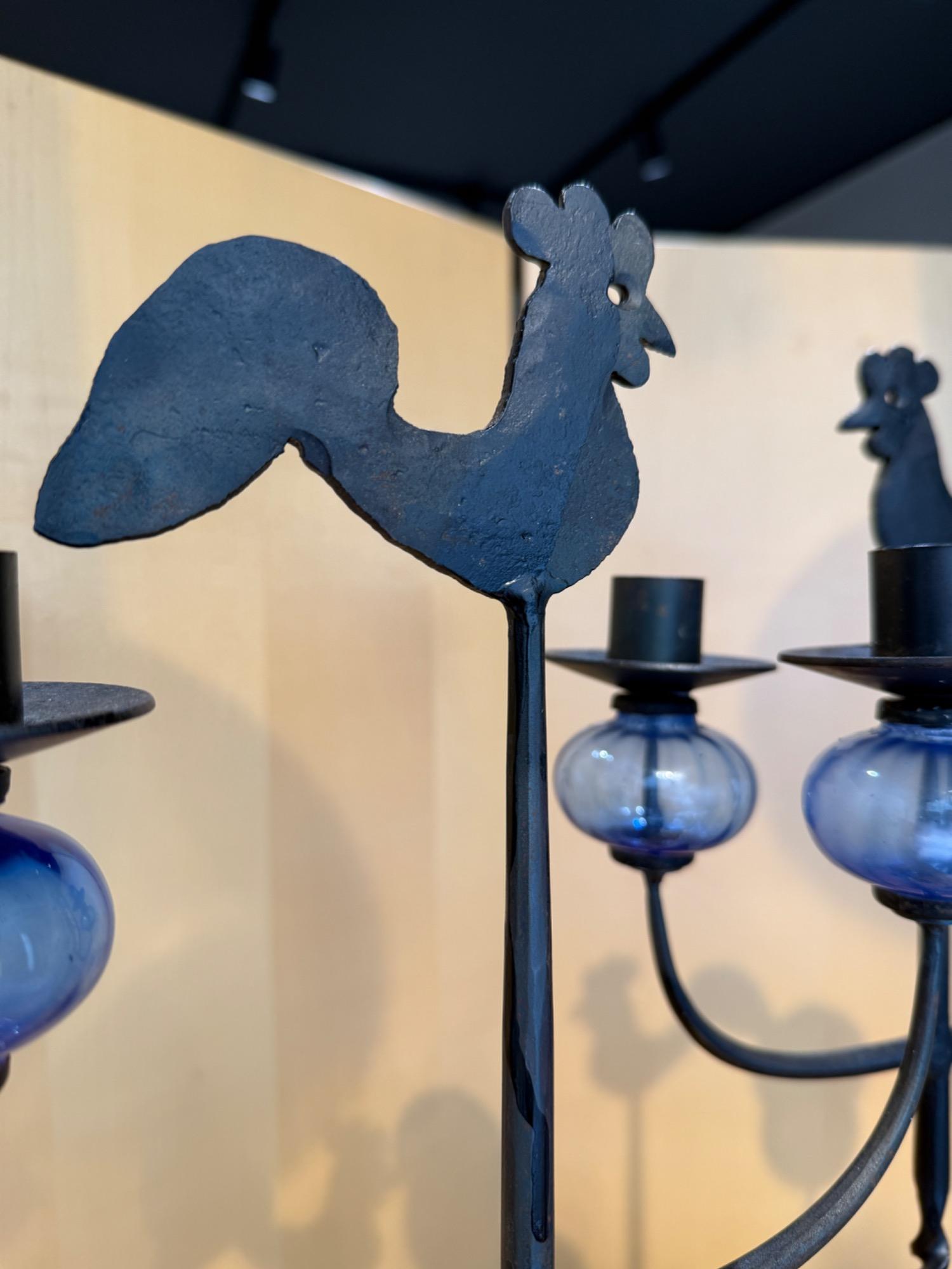 Pair of wrought iron candelholders Bertil Vallien Sweden 1970