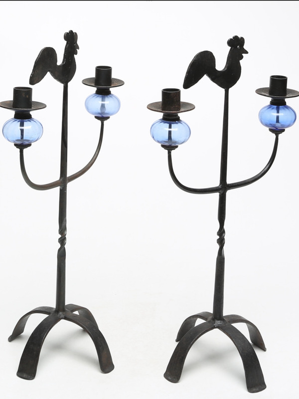 Pair of wrought iron candleholders Bertil Vallien circa 1970