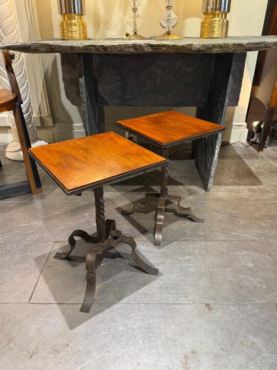 Pair of wrought iron side tables corca 1950