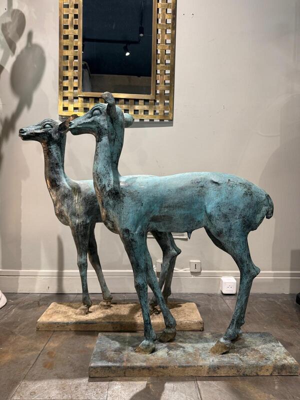 Pair of bronze deers circa 1900
