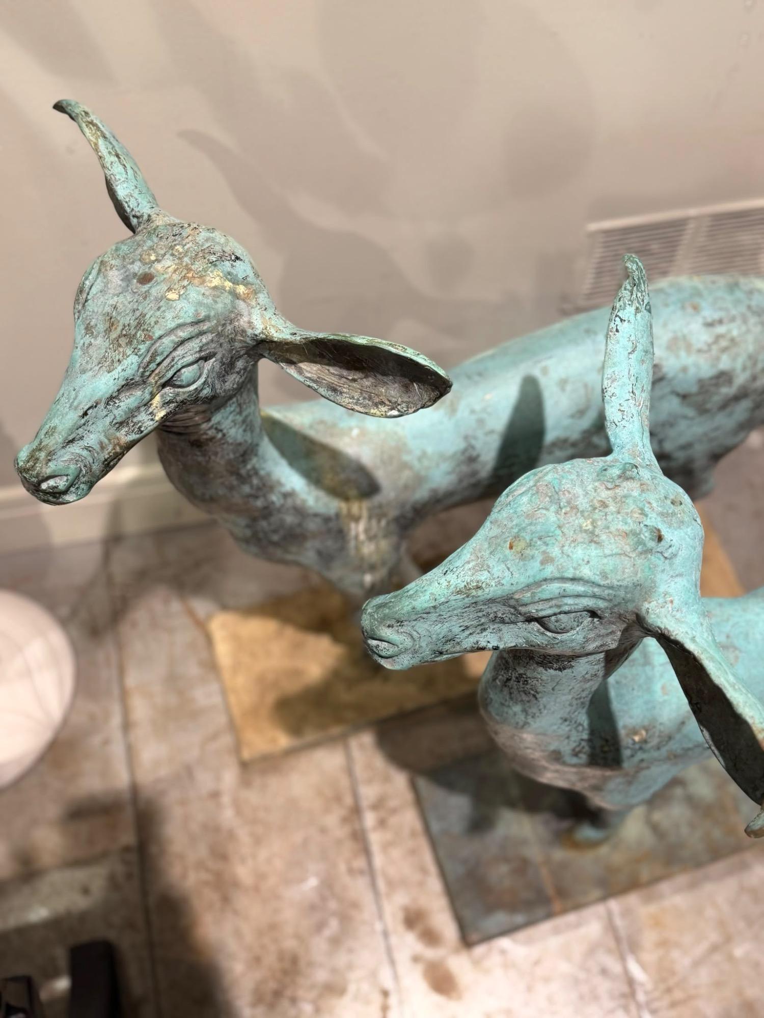 Pair of bronze deers circa 1900