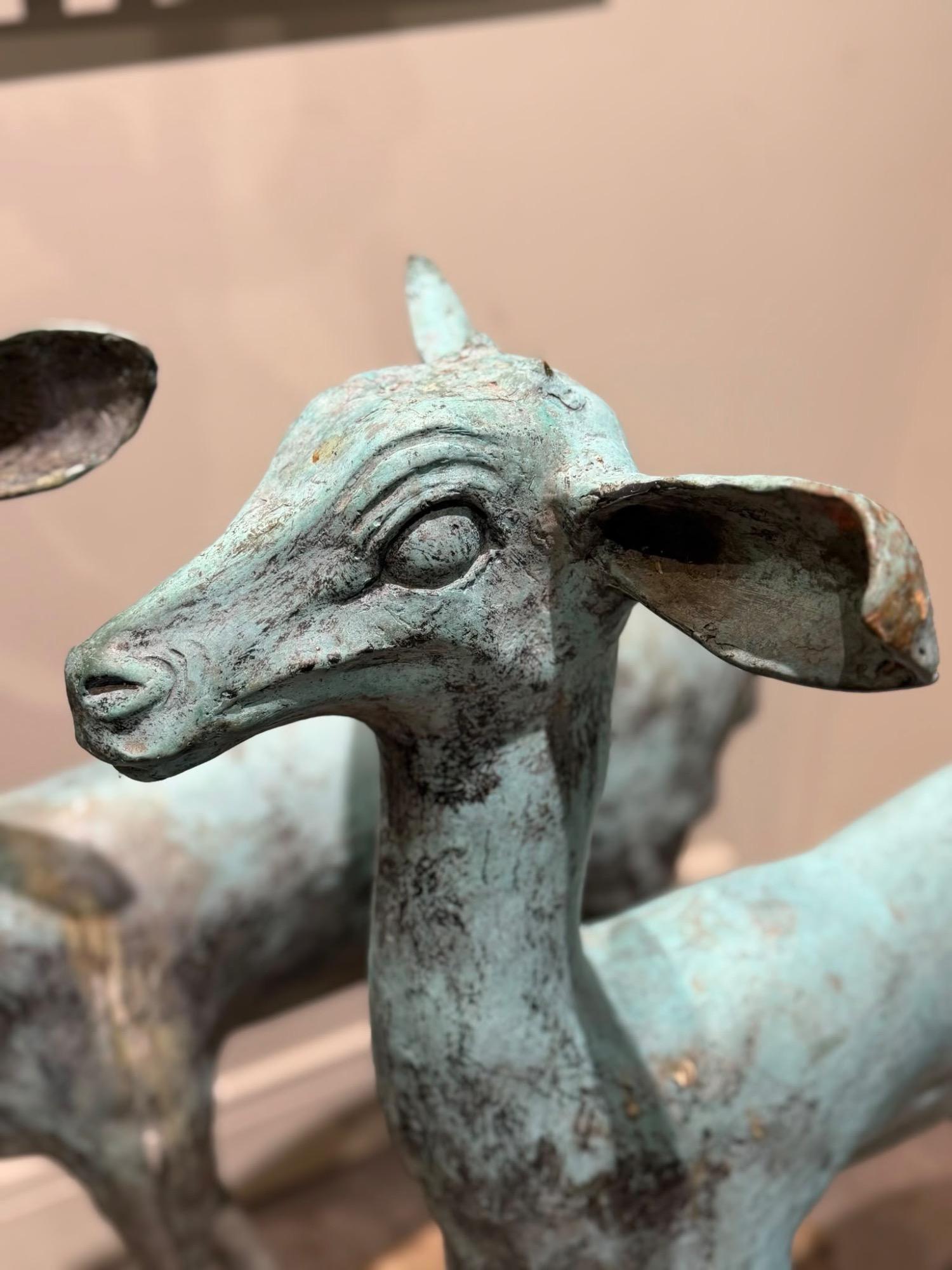 Pair of bronze deers circa 1900