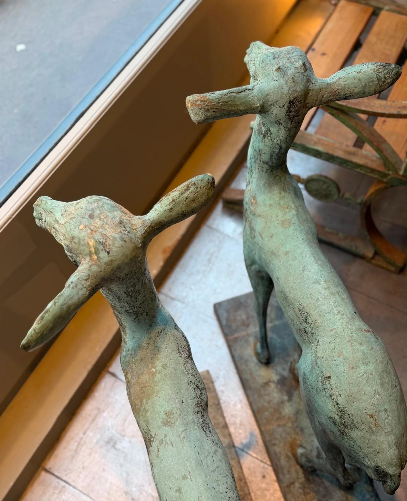 Pair of bronze deers circa 1900