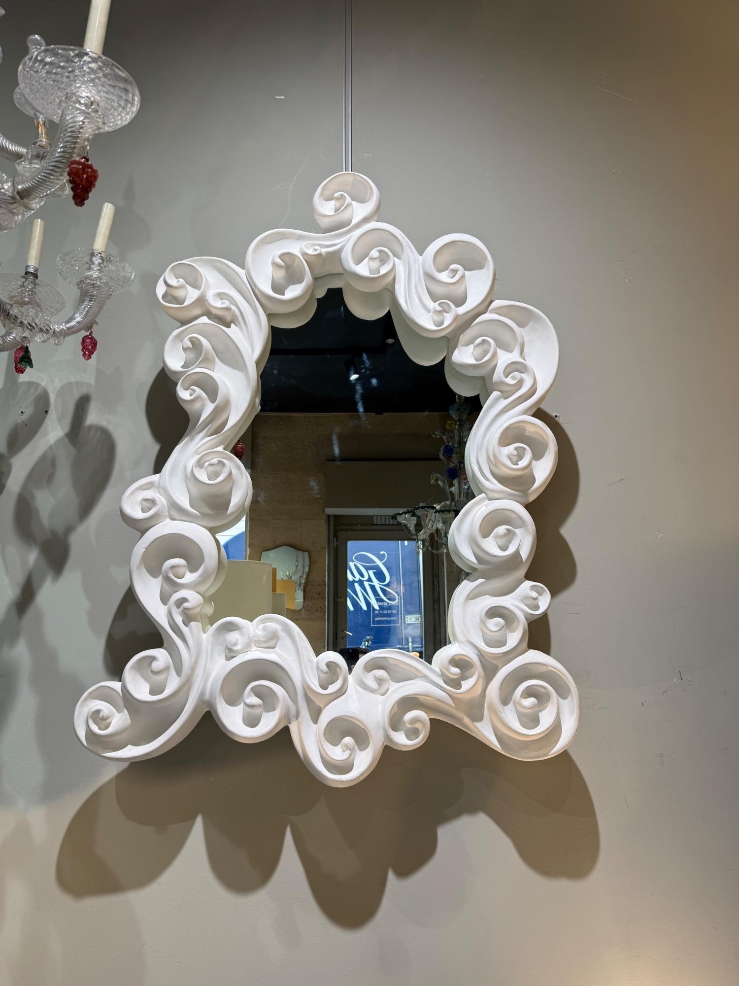 Plaster mirror by Jean Boggio circa 1980