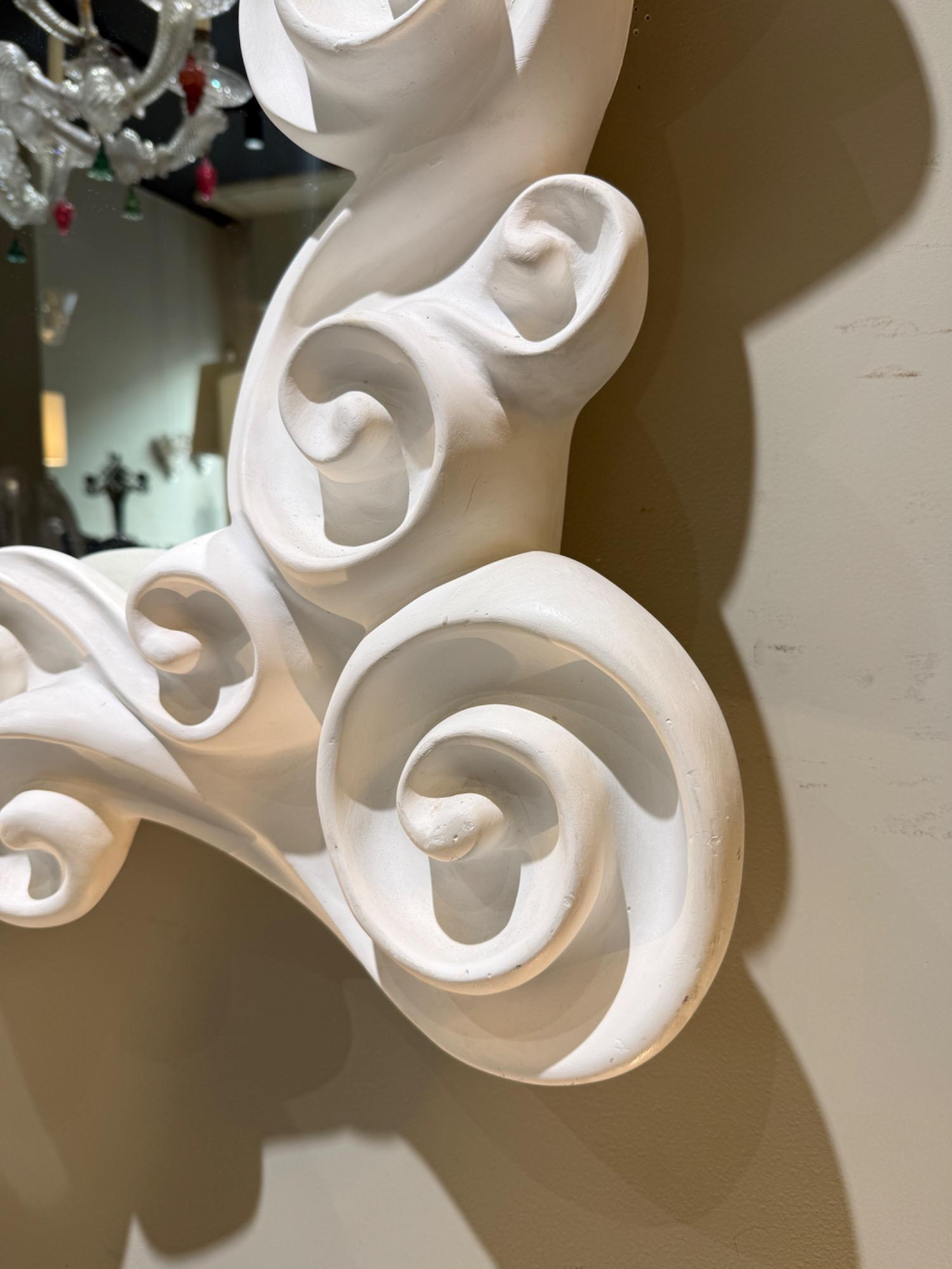 Plaster mirror by Jean Boggio circa 1980