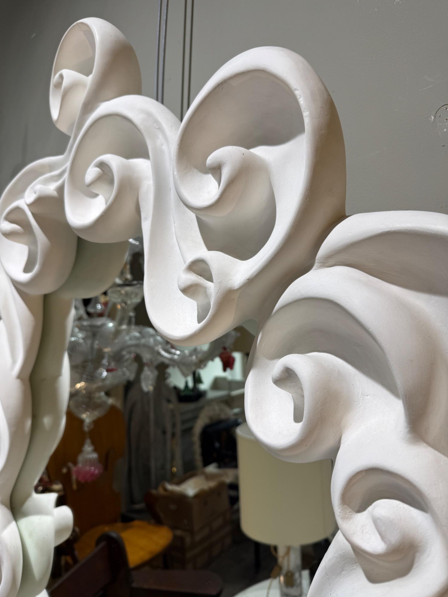 Plaster mirror by Jean Boggio circa 1980