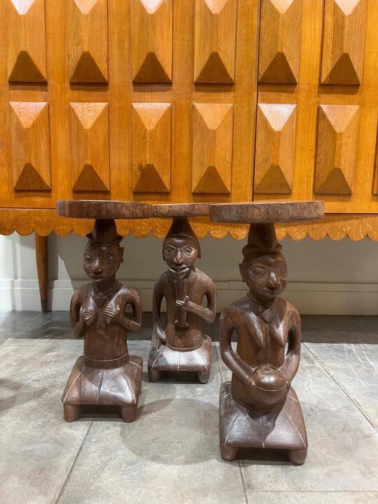 Set of 3 African stools Benin circa 1900