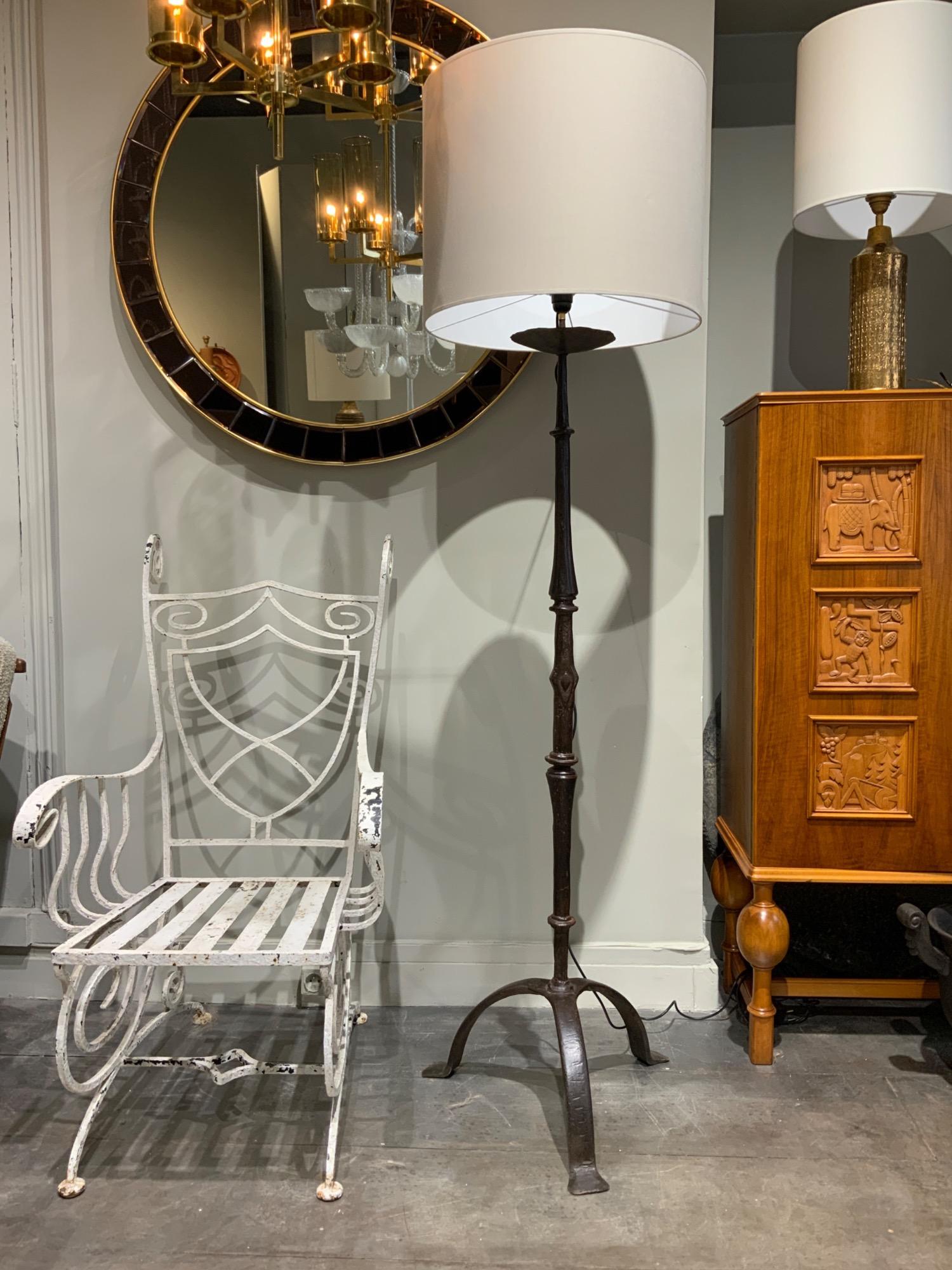 Solid french iron floor lamp circa 1950 