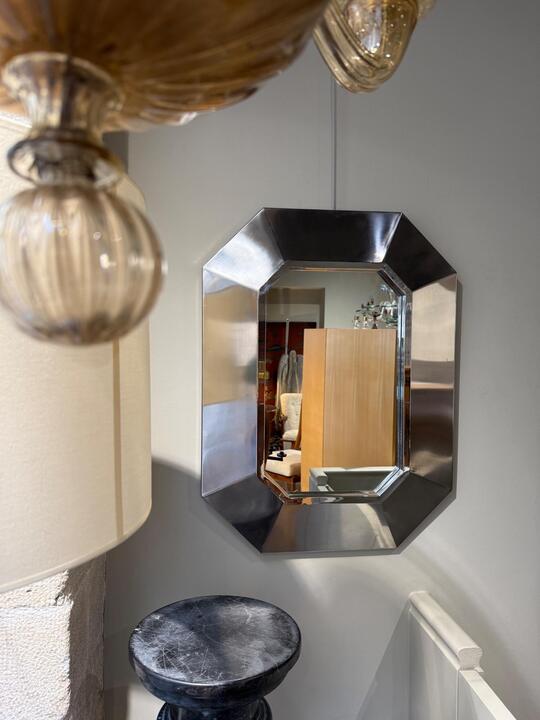 Steel mirror by Maison Jansen circa 1970