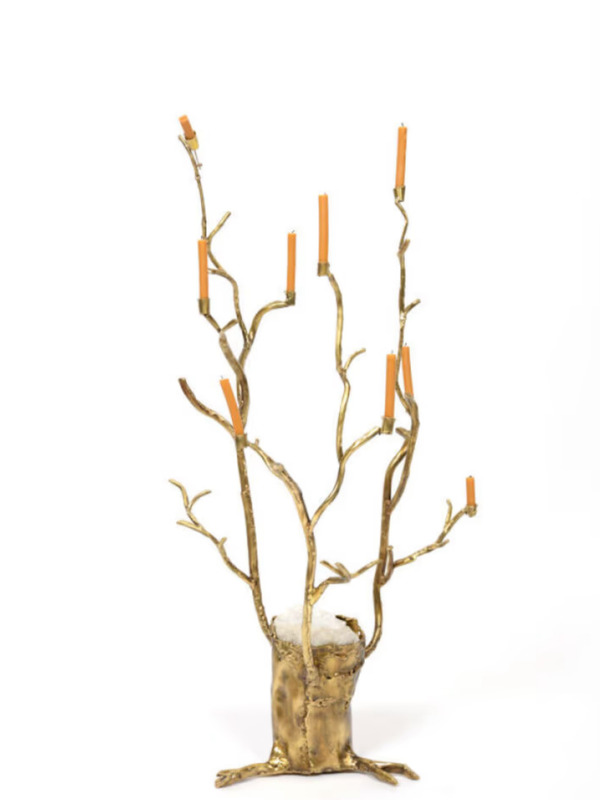 Tall brass candelholder G Librin circa 1980