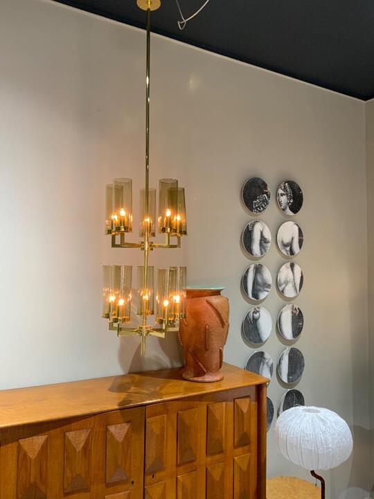 Tall Hans Agne Jakobsson chandelier sweden 1970 