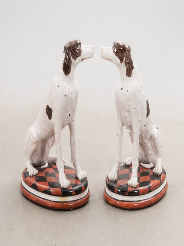 Tall pair of ceramic dogs circa 1960