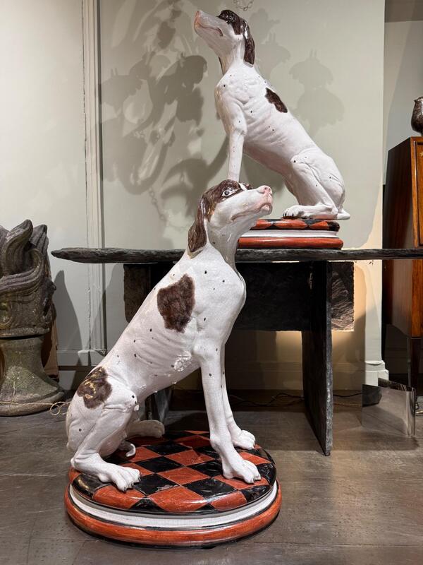 Tall pair of ceramic dogs circa 1980