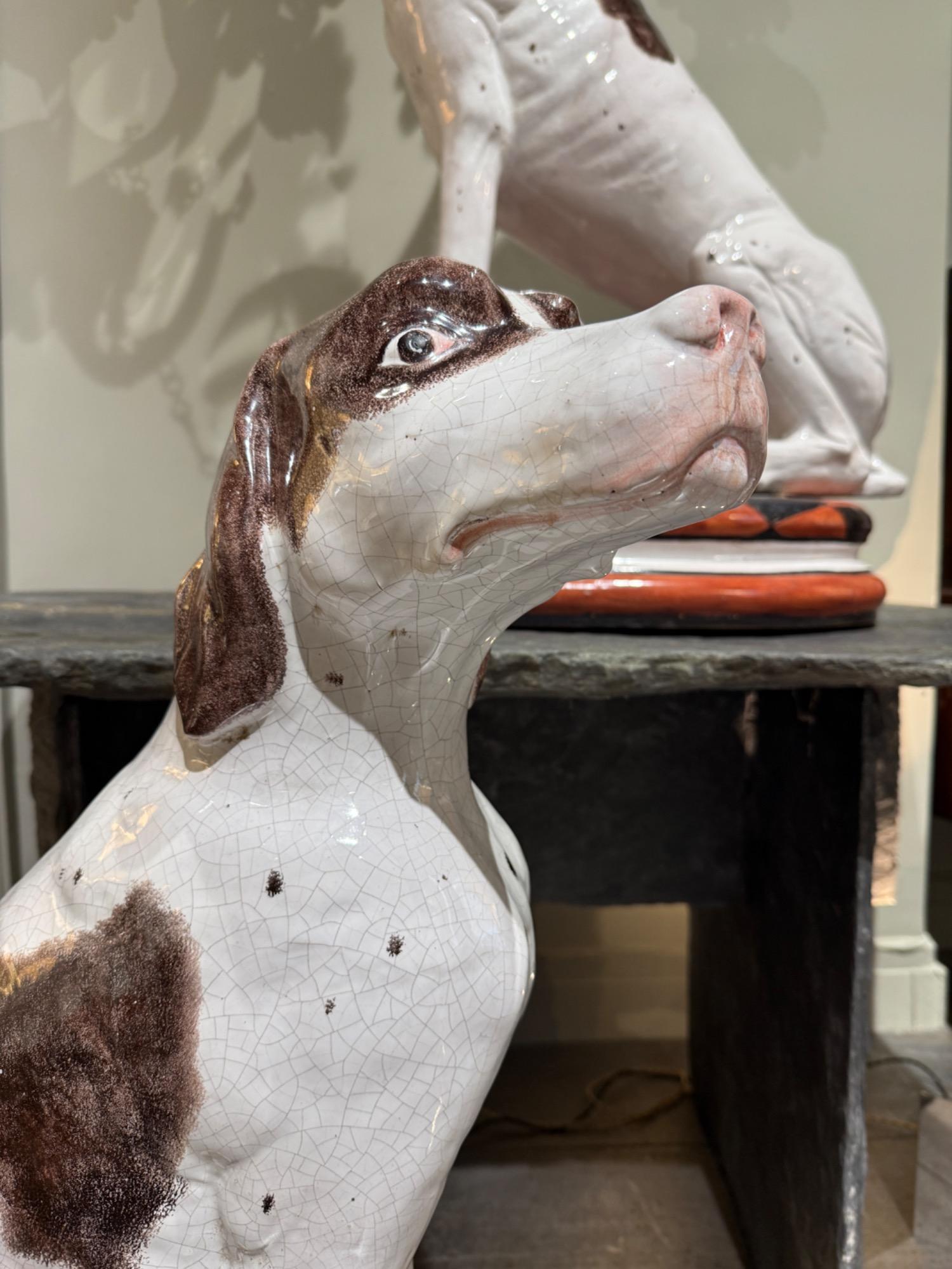 Tall pair of ceramic dogs circa 1980