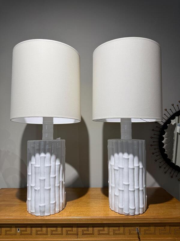 Tall pair of french ceramic lamps circa 1970 