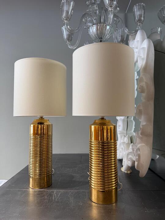 Tall paor of ceramic lamps Sweden 1970 