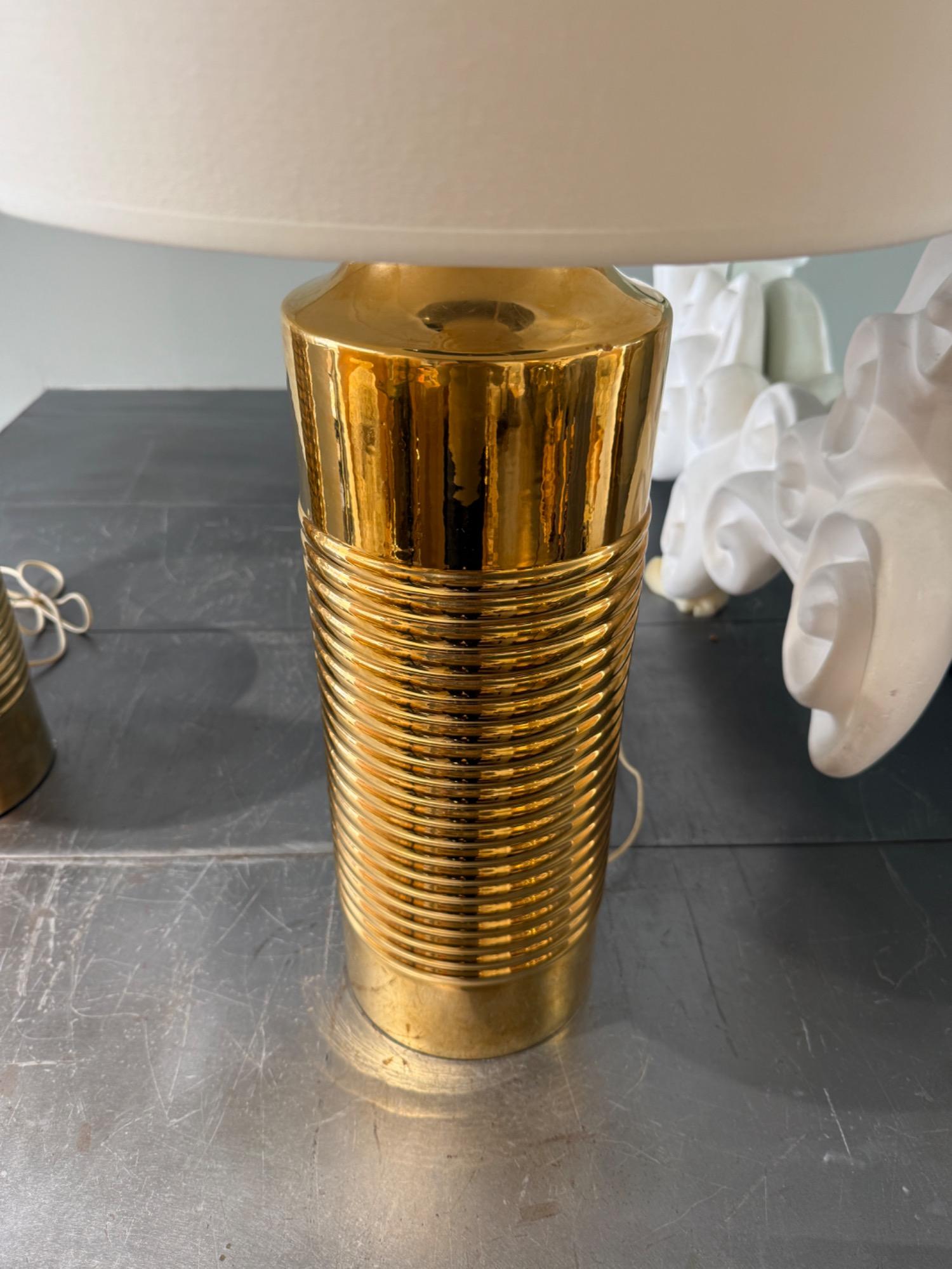 Tall paor of ceramic lamps Sweden 1970 