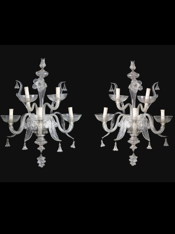 Tall pair of murano sconces 19thc